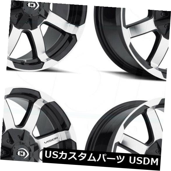 海外輸入ホイール 16x8 Black Machined Wheels Vision 413 Valor 6x5.5 / 6x139.7 0（4個セット） 16x8 Black Machined Wheels Vision 413 Valor 6x5.5/6x139.7 0 (Set of 4) 【並行輸入品】