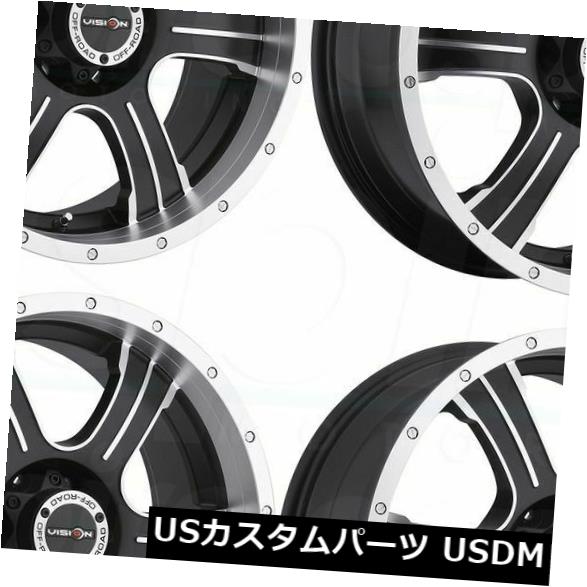 海外輸入ホイール 20x9ブラックマシニングホイールビジョン396アサシン8x170 12（4個セット） 20x9 Black Machined Wheels Vision 396 Assassin 8x170 12 (Set of 4) 【並行輸入品】
