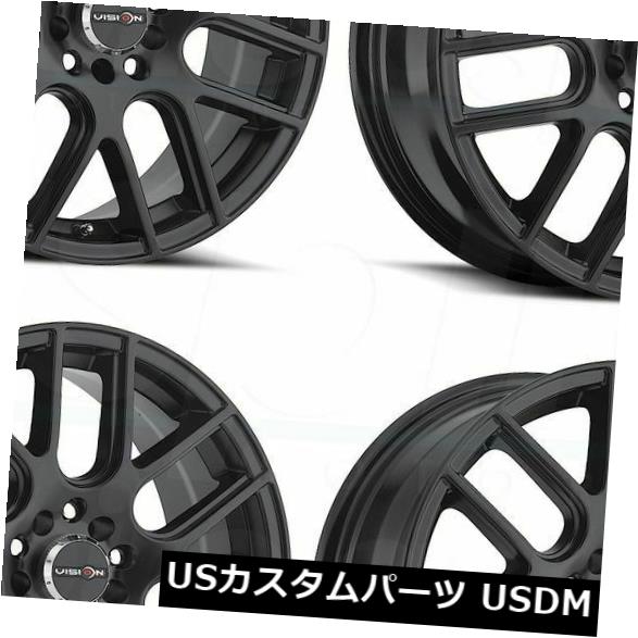 海外輸入ホイール 15x6.5 Matte Black Wheels Vision 426 Cross 5x108 / 5x114.3 38（4個セット） 15x6.5 Matte Black Wheels Vision 426 Cross 5x108/5x114.3 38 (Set of 4) 【並行輸入品】