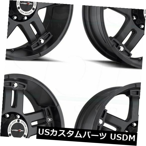 海外輸入ホイール 20x9マットブラックホイールビジョン394ウォーロード8x6.5 / 8x165.1 18（4個セット） 20x9 Matte Black Wheels Vision 394 Warlord 8x6.5/8x165.1 18 (Set of 4) 【並行輸入品】