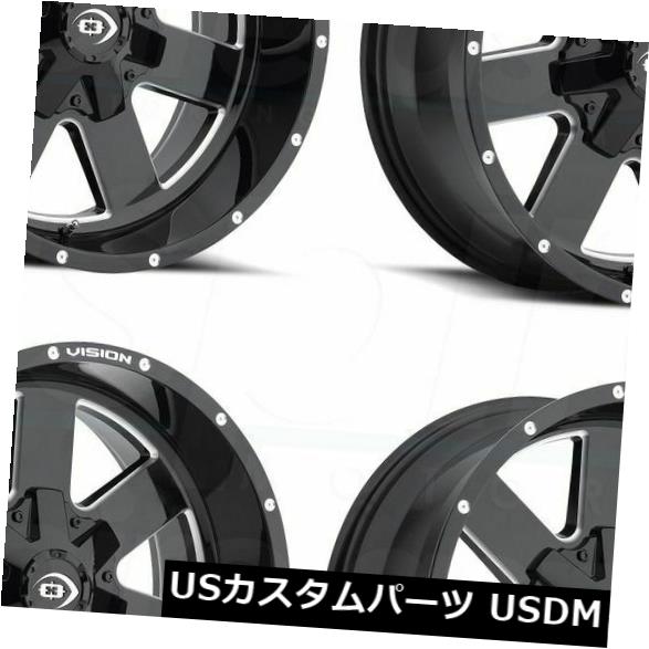 海外輸入ホイール 18x9 Black Milled Wheels Vision 411 Arc 5x5 / 5x127 12（4個セット） 18x9 Black Milled Wheels Vision 411 Arc 5x5/5x127 12 (Set of 4) 【並行輸入品】