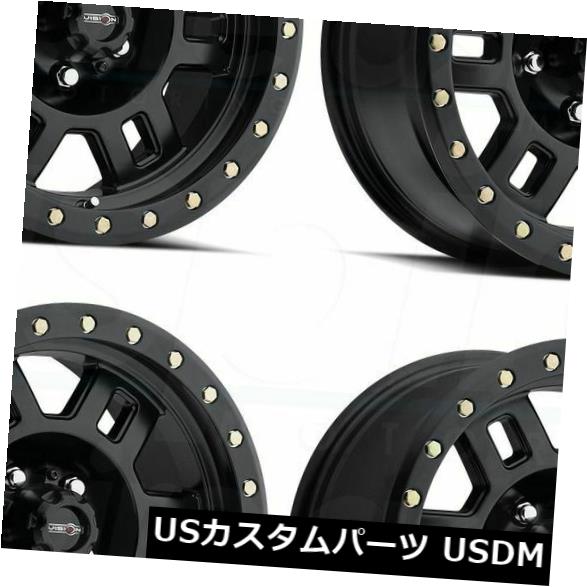 海外輸入ホイール 16x8 Matte Black Wheels Vision 398 Manx 5x5 / 5x127 0（4個セット） 16x8 Matte Black Wheels Vision 398 Manx 5x5/5x127 0 (Set of 4) 【並行輸入品】