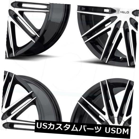 海外輸入ホイール 16x7ブラックマシンホイールHelo HE880 5x110 / 5x114.3 42（4個セット） 16x7 Black Machine Wheels Helo HE880 5x110/5x114.3 42 (Set of 4) 【並行輸入品】