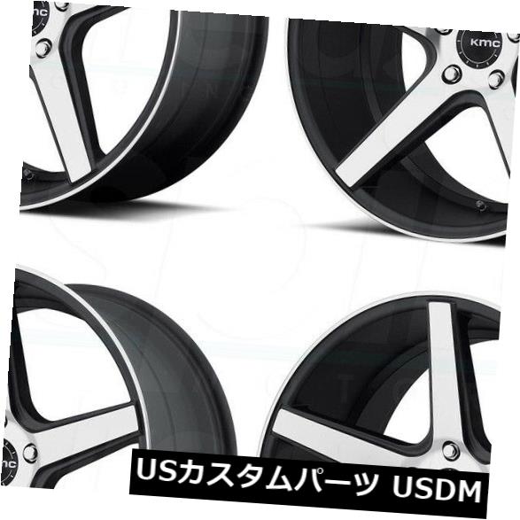 海外輸入ホイール 18x8サテンブラックマシンホイールKMC KM685地区5x120 38（4個セット） 18x8 Satin Black Machine Wheels KMC KM685 District 5x120 38 (Set of 4) 【並行輸入品】