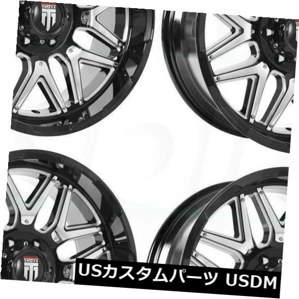 海外輸入ホイール 20x9ブラックミルドホイールTruxx AT151 8x180 -12（4個セット） 20x9 Black Milled Wheels Truxx AT151 8x180 -12 (Set of 4) 【並行輸入品】