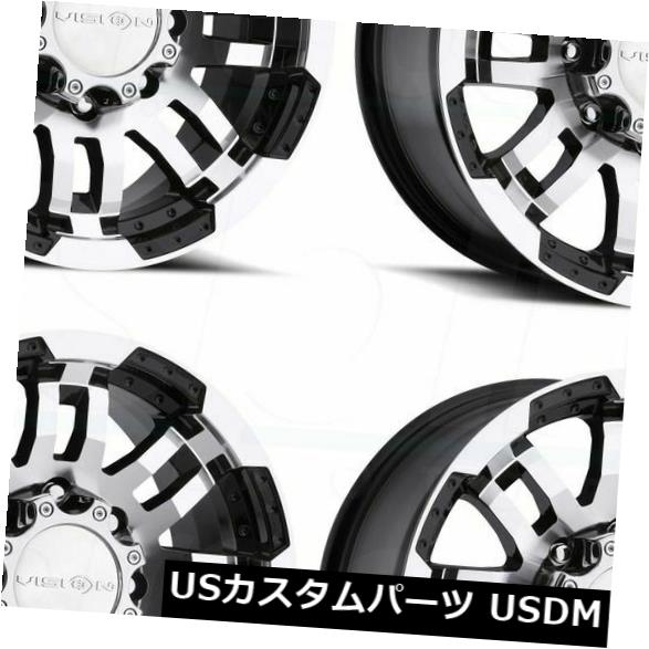 海外輸入ホイール 17x8.5ブラックマシニングホイールビジョン375ウォリアー5x114.3 18（4個セット） 17x8.5 Black Machined Wheels Vision 375 Warrior 5x114.3 18 (Set of 4) 【並行輸入品】