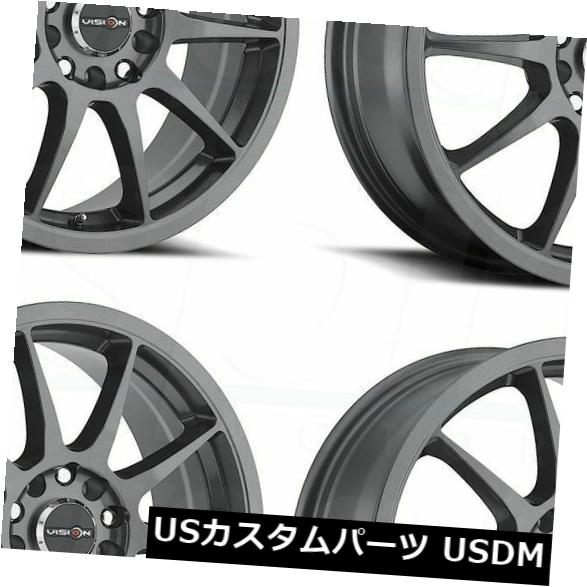 海外輸入ホイール 17x7 Gunmetal Wheels Vision 425 Bane 5x114.3 / 5x120 38（4個セット） 17x7 Gunmetal Wheels Vision 425 Bane 5x114.3/5x120 38 (Set of 4) 【並行輸入品】