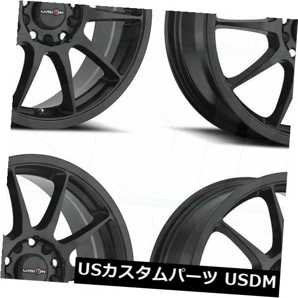 海外輸入ホイール 15x6.5 Matte Black Wheels Vision 425 Bane 4x100 / 4x114.3 38（4個セット） 15x6.5 Matte Black Wheels Vision 425 Bane 4x100/4x114.3 38 (Set of 4) 【並行輸入品】
