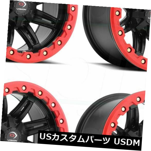 海外輸入ホイール 14x10マットブラックレッドホイールVision ATV 551 Five Fifty One 4x115 0(4個セット) 14x10 Matte Black Red Wheels Vision ATV 551 Five Fifty One 4x115 0 (Set of 4) 【並行輸入品】|カスタムパーツ WORLD倉庫