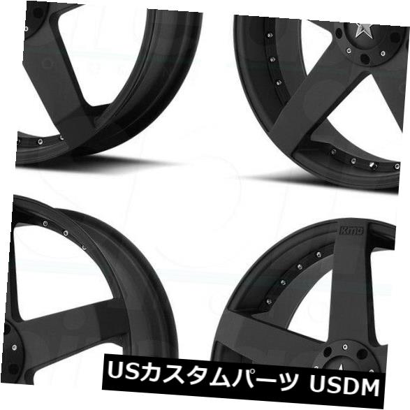 海外輸入ホイール 18x8マットブラックホイールKMC KM775ロックスターカー5x108 / 5x114.3 / 5x4.5 42(4個セット) 18x8 Matte Black Wheels KMC KM775 Rockstar Car 5x108/5x114.3/5x4.5 42 (Set of 4) 【並行輸入品】