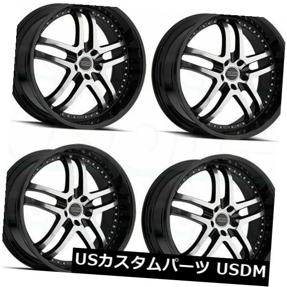 海外輸入ホイール 22x10.5ブラックマシニングホイールMilanni 9012 Kapri 5x120 38（4個セット） 22x10.5 Black Machined Wheels Milanni 9012 Kapri 5x120 38 (Set of 4) 【並行輸入品】
