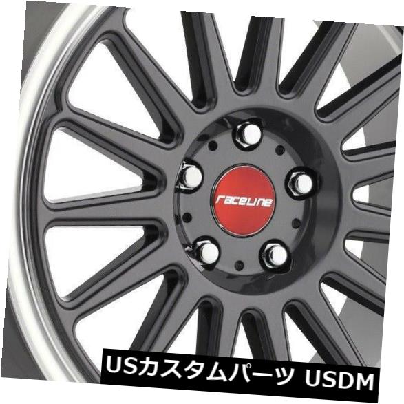 海外輸入ホイール 17x8ガンメタルホイールRaceline 315Gグリップ5x100 30（4個セット） 17x8 Gun Metal Wheels Raceline 315G Grip 5x100 30 (Set of 4) 【並行輸入品】
