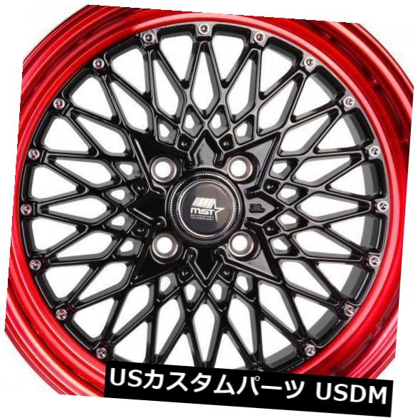 海外輸入ホイール 4-新しい15 "MST MT16ホイール15x8 4x100 20ブラックレッドリップリム 4-New 15" MST MT16 Wheels 15x8 4x100 20 Black Red Lip Rims 【並行輸入品】｜カスタムパーツ WORLD倉庫