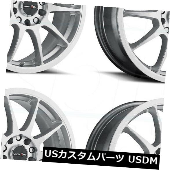 海外輸入ホイール 4-New 16 "Vision 425 Bane Wheels 16x7 4x100 / 4x108 42ハイパーシルバーリム 4-New 16" Vision 425 Bane Wheels 16x7 4x100/4x108 42 Hyper Silver Rims 【並行輸入品】｜カスタムパーツ WORLD倉庫