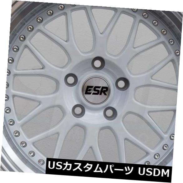 海外輸入ホイール 4-新しい18インチESR SR01 SR1ホイール18x8.5 / 18x10.5 5x114.3 30/22ホワイトスタッガードリム 4-New 18\