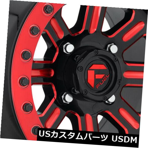 海外輸入ホイール 4-新しい15インチ燃料ハードラインATV UTV D911ホイール15x10 4x136 25ブラックレッドリム 4-New 15\