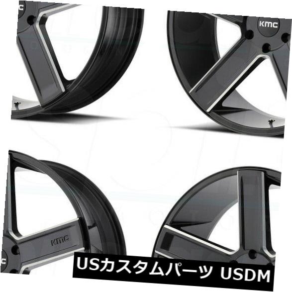 海外輸入ホイール 4-新しい20インチKMC KM702ホイール20x8.5 5x115 15ブラックミルドリム 4-New 20\