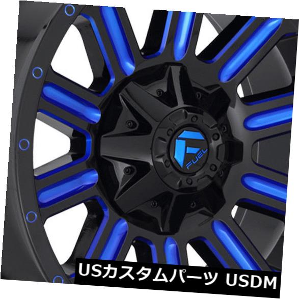 海外輸入ホイール 4-新しい22インチ燃料ハードラインD646ホイール22x12 8x6.5 / 8x165.1 -44ブラックブルーリム 4-New 22\
