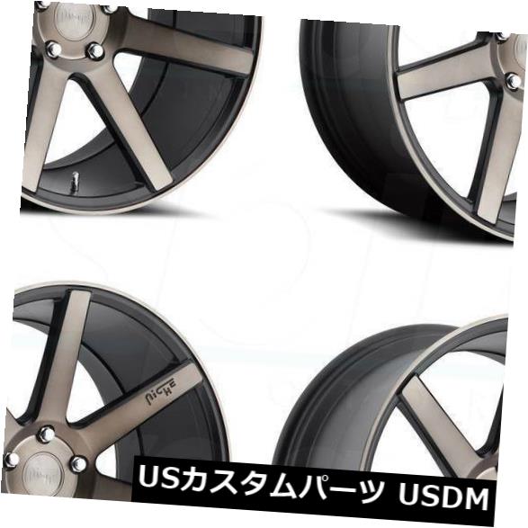 海外輸入ホイール 18x8ニッチヴェローナM150 5x120 40ブラックマシニングホイールリムセット（4） 18x8 Niche Verona M150 5x120 40 Black Machined Wheels Rims Set(4) 【並行輸入品】