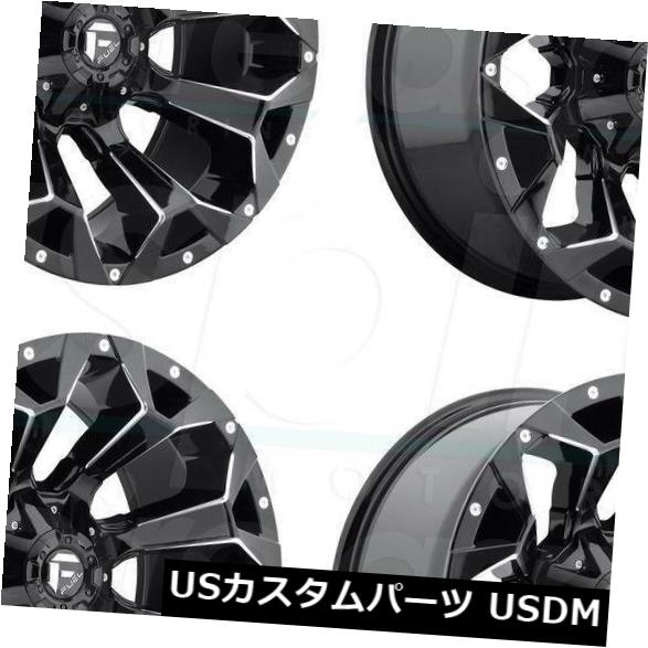 海外輸入ホイール 17x9燃料突撃D546 5x5.5 / 5x150 -12ブラックミルドホイールリムセット（4） 17x9 Fuel Assault D546 5x5.5/5x150 -12 Black Milled Wheels Rims Set(4) 【並行輸入品】