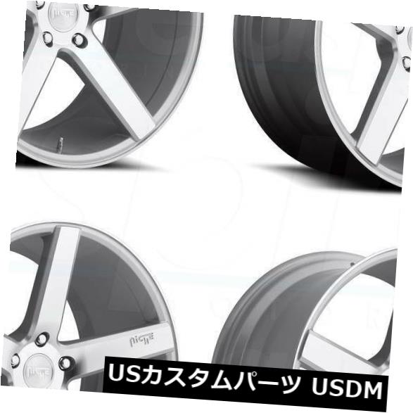 海外輸入ホイール 18x8ニッチミラノM135 5x114.3 40シルバー加工ホイールリムセット（4） 18x8 Niche Milan M135 5x114.3 40 Silver Machined Wheels Rims Set(4) 【並行輸入品】
