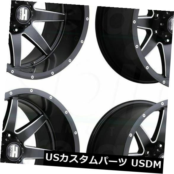 海外輸入ホイール 20x9 Havok H112 6x5.5 / 6x139.7 -12ブラックミルドホイールリムセット(4) 20x9 Havok H112 6x5.5/6x139.7 -12 Black Milled Wheels Rims Set(4) 【並行輸入品】