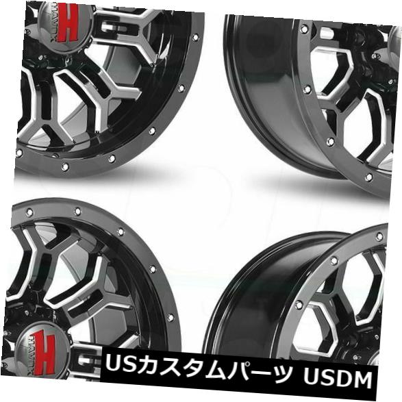 海外輸入ホイール 20x9 Havok H108 5x5 / 5x127 -12ブラックミルドホイールリムセット（4） 20x9 Havok H108 5x5/5x127 -12 Black Milled Wheels Rims Set(4) 【並行輸入品】