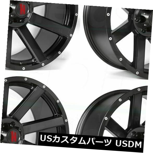 海外輸入ホイール 20x9 Havok H107 8x6.5 / 8x165.1 12マットブラックホイールリムセット（4） 20x9 Havok H107 8x6.5/8x165.1 12 Matte Black Wheels Rims Set(4) 【並行輸入品】