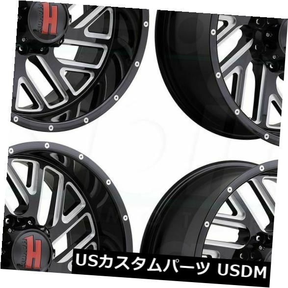 海外輸入ホイール 20x9 Havok H110 6x5.5 / 6x139.7 -12ブラックミルドホイールリムセット（4） 20x9 Havok H110 6x5.5/6x139.7 -12 Black Milled Wheels Rims Set(4) 【並行輸入品】