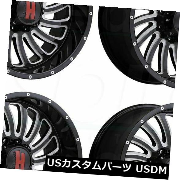海外輸入ホイール 20x9 Havok H111 8x6.5 / 8x165.1 12ブラックミルドホイールリムセット（4） 20x9 Havok H111 8x6.5/8x165.1 12 Black Milled Wheels Rims Set(4) 【並行輸入品】