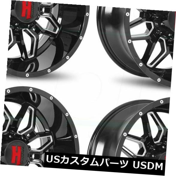 海外輸入ホイール 20x9 Havok H109 5x5.5 / 5x139.7 0ブラックミルドホイールリムセット（4） 20x9 Havok H109 5x5.5/5x139.7 0 Black Milled Wheels Rims Set(4) 【並行輸入品】