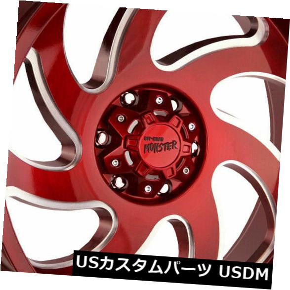 海外輸入ホイール 20x10オフロードモンスターM07 6x5.5 / 6x139.7 -19キャンディアップルレッドホイールリムセット（4） 20x10 Off-Road Monster M07 6x5.5/6x139.7 -19 Candy Apple Red Wheels Rims Set(4) 【並行輸入品】