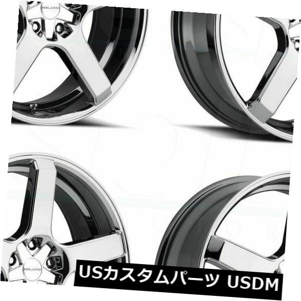 海外輸入ホイール 22x8.5 Milanni 464 VK-1 5x114.3 / 5x5 38ファントムクロームホイールリムセット（4） 22x8.5 Milanni 464 VK-1 5x114.3/5x5 38 Phantom Chrome Wheels Rims Set(4) 【並行輸入品】