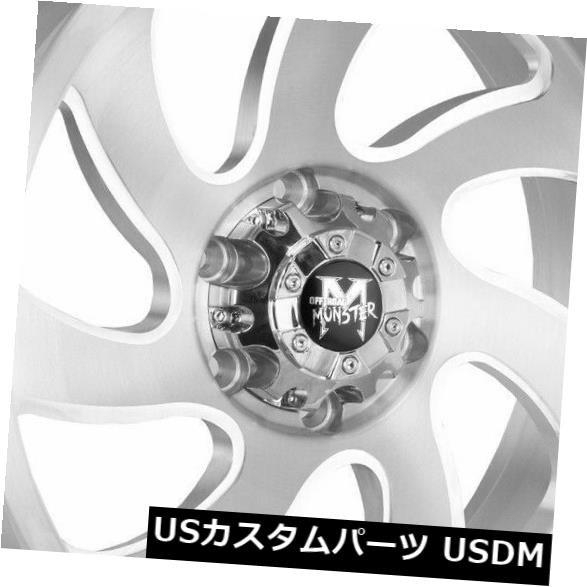 海外輸入ホイール 20x10オフロードモンスターM07 8x6.5 / 8x165.1 -19シルバーブラシホイールリムセット（4） 20x10 Off-Road Monster M07 8x6.5/8x165.1 -19 Silver Brushed Wheels Rims Set(4) 【並行輸入品】｜カスタムパーツ WORLD倉庫