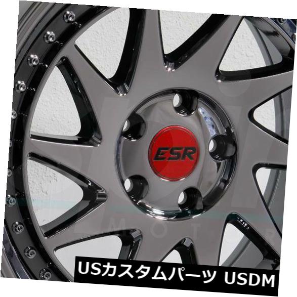 海外輸入ホイール 18x9.5 ESR SR09 SR9 5x114.3 22ブラッククロームホイールリムセット（4） 18x9.5 ESR SR09 SR9 5x114.3 22 Black Chrome Wheels Rims Set(4) 【並行輸入品】