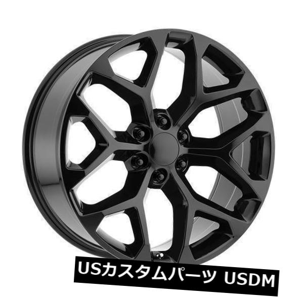 海外輸入ホイール 22x9ストラーダレプリカR176スノーフレーク6x5.5 / 6x139.7 31ブラックホイールリムセット（4） 22x9 Strada Replica R176 Snowflake 6x5.5/6x139.7 31 Black Wheels Rims Set(4) 【並行輸入品】