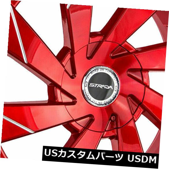 海外輸入ホイール 22x9 Strada S62 Moto 5x114.3 / 5x120 35キャンディーアップルレッドホイールリムセット（4） 22x9 Strada S62 Moto 5x114.3/5x120 35 Candy Apple Red Wheels Rims Set(4) 【並行輸入品】｜カスタムパーツ WORLD倉庫