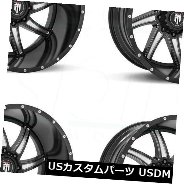 海外輸入ホイール 20x10 Truxx AT162 5x5.5 / 5x139.7 -24ブラックミルドホイールリムセット（4） 20x10 Truxx AT162 5x5.5/5x139.7 -24 Black Milled Wheels Rims Set(4) 【並行輸入品】