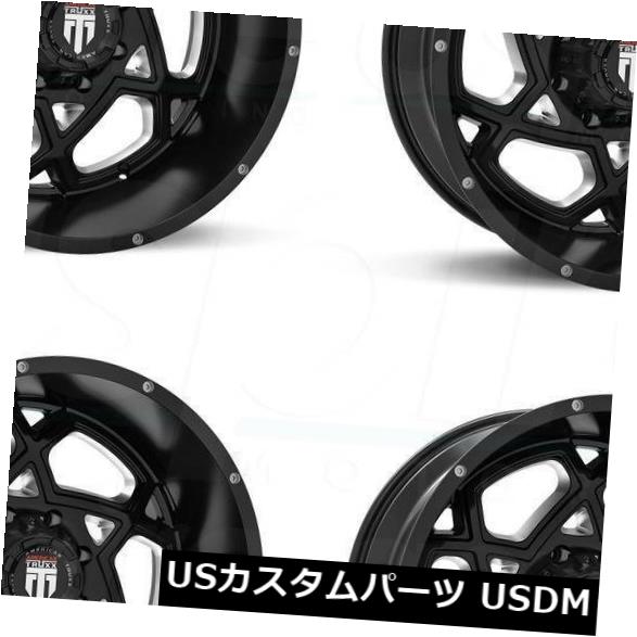 海外輸入ホイール 20x10 Truxx AT164 8x180 -24ブラックミルドホイールリムセット（4） 20x10 Truxx AT164 8x180 -24 Black Milled Wheels Rims Set(4) 【並行輸入品】