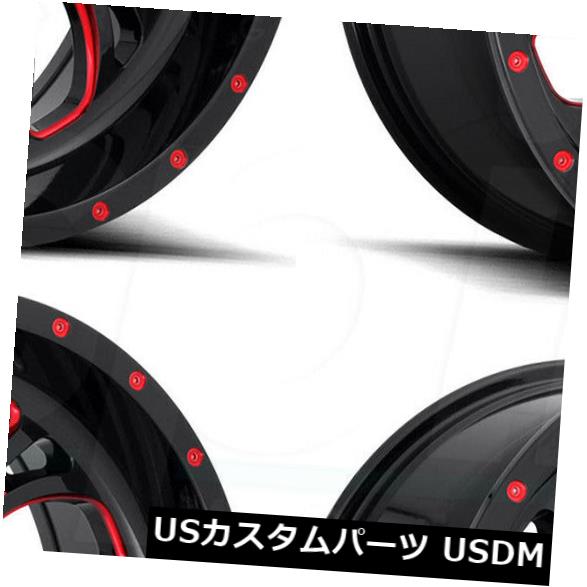 海外輸入ホイール 18x7 Fuel Kompressor D642 4x156 13黒赤ホイールリムセット(4) 18x7 Fuel Kompressor D642 4x156 13 Black Red Wheels Rims Set(4) 【並行輸入品】|カスタムパーツ WORLD倉庫