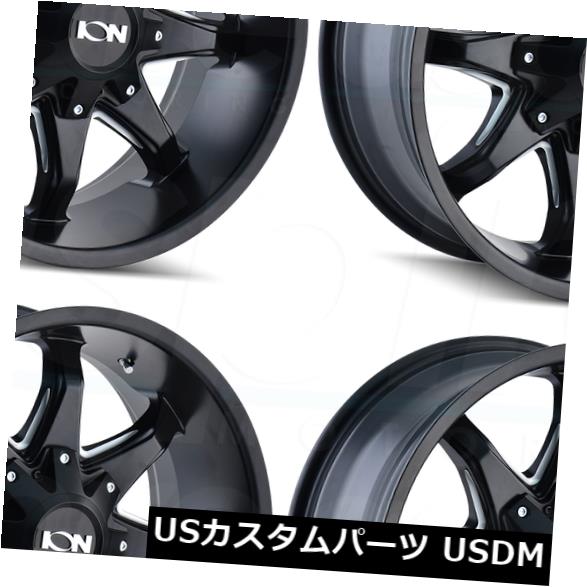 海外輸入ホイール 車用品 x9イオン181 8x180 18サテンブラックミルドホイールリムセット 4 Ion x9 ホイール Ion タイヤ ホイール 181 正規品大放出セール 8x180 8x180 18 Satin Black Milled Wheels Rims Set 4 World倉庫店車用品 バイク用品 車用品