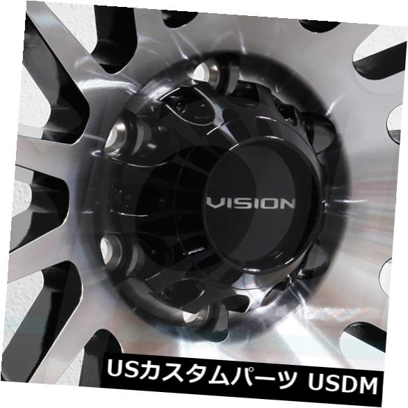 海外輸入ホイール 18x9 Vision 417クリープ8x6.5 / 8x165.1 -12ブラックマシニングホイールリムセット（4） 18x9 Vision 417 Creep 8x6.5/8x165.1 -12 Black Machined Wheels Rims Set(4) 【並行輸入品】｜カスタムパーツ WORLD倉庫