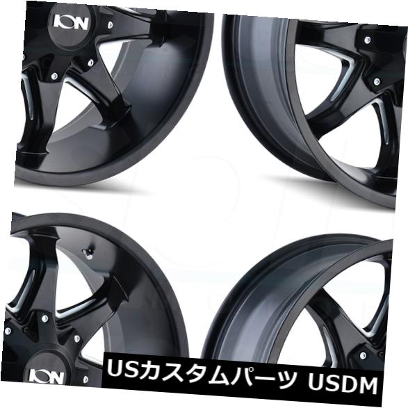 海外輸入ホイール 20x9イオン181 5x5.5 / 5x139.7 0サテンブラックミルドホイールリムセット（4） 20x9 Ion 181 5x5.5/5x139.7 0 Satin Black Milled Wheels Rims Set(4) 【並行輸入品】
