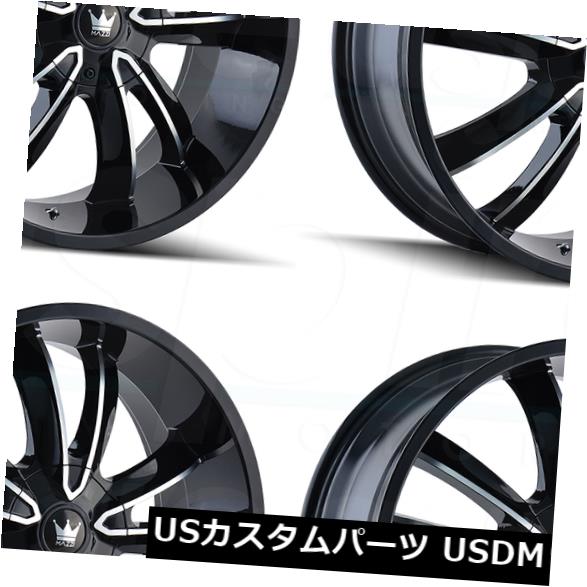 海外輸入ホイール 20x8.5 Mazzi Obsession 5x112 / 5x120 35グロスブラック加工ホイールリムセット（4） 20x8.5 Mazzi Obsession 5x112/5x120 35 Gloss Black Machined Wheels Rims Set(4) 【並行輸入品】