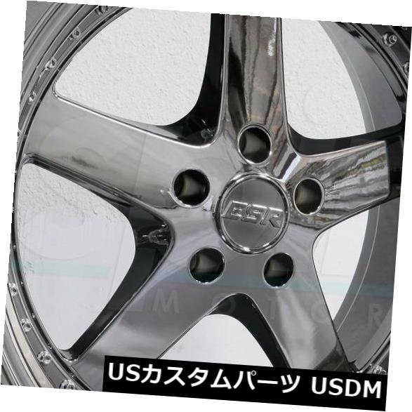 海外輸入ホイール 18x8.5 ESR SR04 SR4 5x100 30ブラッククロームホイールリムセット（4） 18x8.5 ESR SR04 SR4 5x100 30 Black Chrome Wheels Rims Set(4) 【並行輸入品】