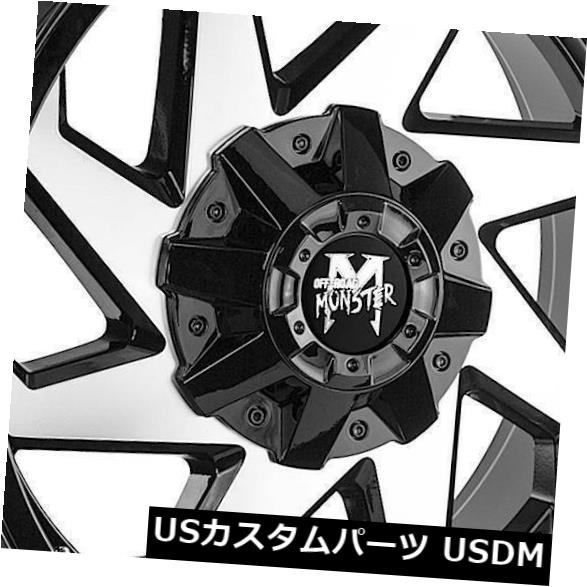 海外輸入ホイール 20x10オフロードモンスターM09 6x135 / 6x5.5 -12ブラックマシンホイールリムセット（4） 20x10 Off-Road Monster M09 6x135/6x5.5 -12 Black Machine Wheels Rims Set(4) 【並行輸入品】