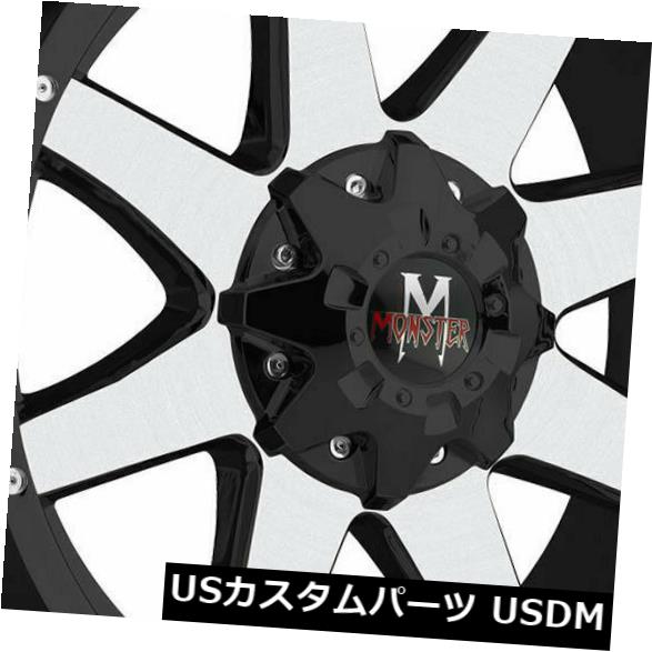 海外輸入ホイール 20x9オフロードモンスターM08 8x6.5 / 8x165.1 0ブラックマシンホイールリムセット（4） 20x9 Off-Road Monster M08 8x6.5/8x165.1 0 Black Machine Wheels Rims Set(4) 【並行輸入品】