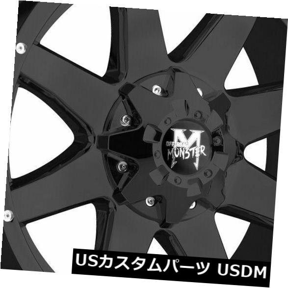 海外輸入ホイール 20x9オフロードモンスターM08 6x135 / 6x5.5 0フラットブラックホイールの新しいセット（4） 20x9 Off-Road Monster M08 6x135/6x5.5 0 Flat Black Wheels New Set(4) 【並行輸入品】