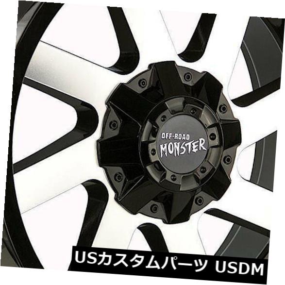 海外輸入ホイール 20x10オフロードモンスターM80 6x5.5 / 6x139.7 -19ブラックマシンホイールリムセット（4） 20x10 Off-Road Monster M80 6x5.5/6x139.7 -19 Black Machine Wheels Rims Set(4) 【並行輸入品】