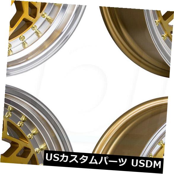 海外輸入ホイール 18x9.5 Regen5 R32 5x112 42ブラッシュドゴールドマシンドリップホイールリムセット（4） 18x9.5 Regen5 R32 5x112 42 Brushed Gold Machined Lip Wheels Rims Set(4) 【並行輸入品】｜カスタムパーツ WORLD倉庫